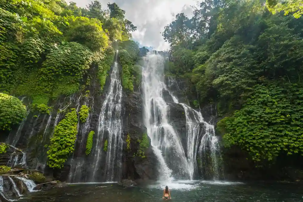 hidden waterfall bali jungle