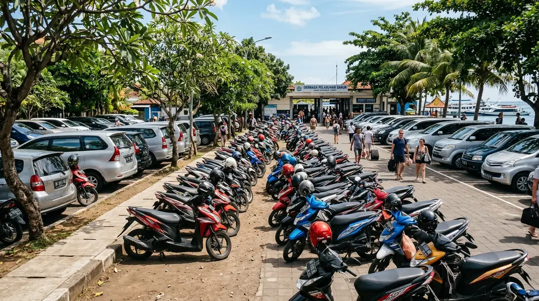 Sanur Harbour parking area Bali