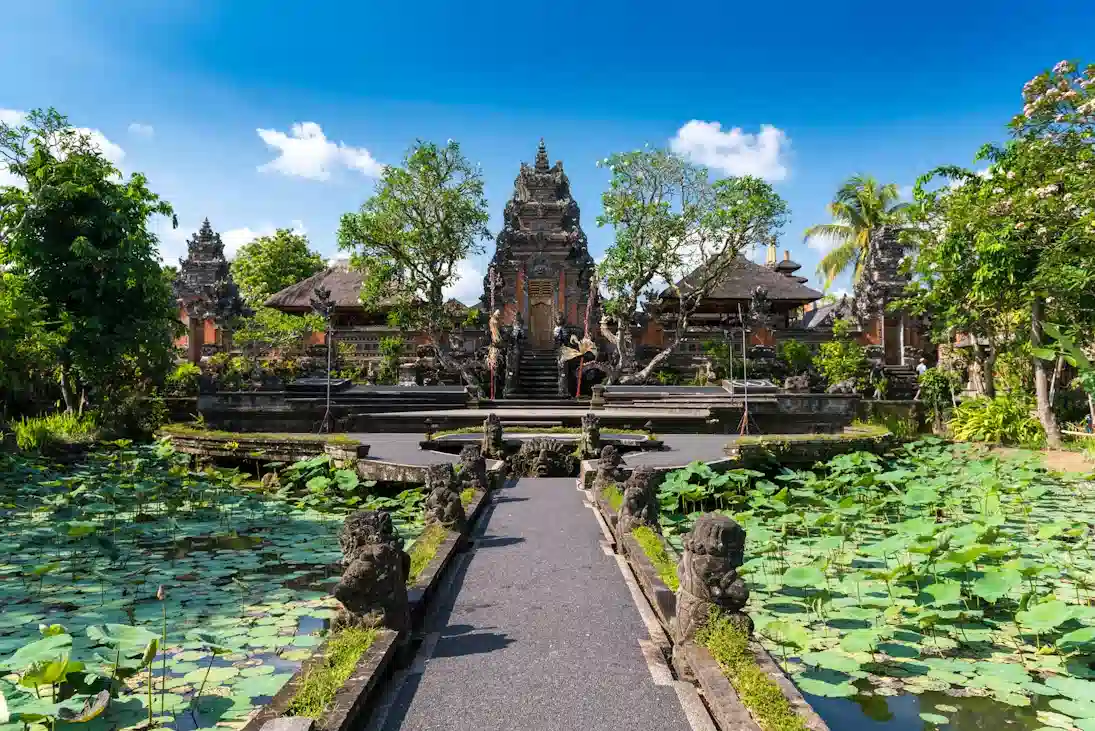 The serene cultural landscape of Ubud, Bali's artistic and spiritual center.