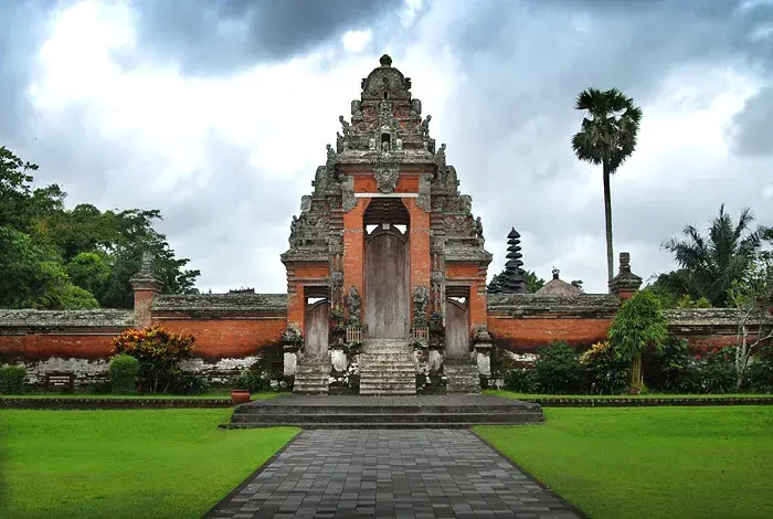 Walkway area and cultural space near the temple complex.